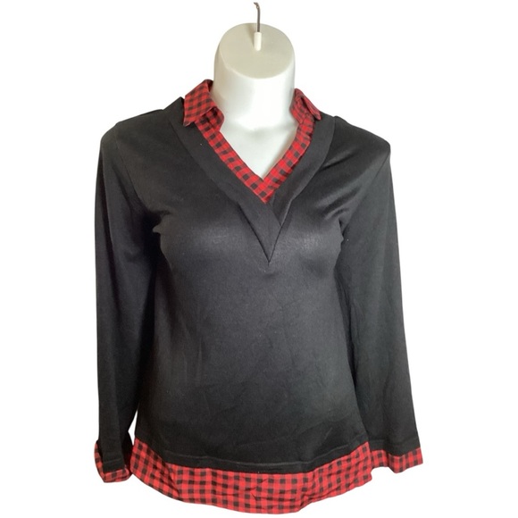 BloomChic Red and Black Checkered Blouse, Plus Size 22//24 (3X) - Picture 2 of 10
